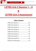 LETRS Unit 2 Session 1 - 8 and LETRS Unit 2 Assessment: ALL IN ONE (Latest 2025 / 2026): Actual Questions with Verified Answers (A+ Guarantee)