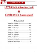 LETRS Unit 3 Session 1 - 8 and LETRS Unit 3 Assessment: ALL IN ONE (Latest 2025 / 2026): Actual Questions with Verified Answers (A+ Guarantee)