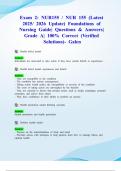 Exam 2: NUR155 / NUR 155 (Latest 2025/ 2026 Update) Foundations of Nursing Guide| Questions & Answers| Grade A| 100% Correct (Verified Solutions)- Galen