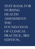 TEST BANK For Nursing Health Assessment The Foundation of Clinical Practice, 3rd Edition, Patricia M. Dillon, All Chapters 1 - 27, Complete Newest Version