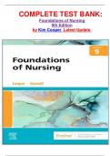      COMPLETE TEST BANK: Foundations of Nursing 9th Edition by Kim Cooper  Latest Update.