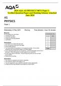 2024 AQA AS PHYSICS 7407/1 Paper 1   Verified Question Paper and Marking Scheme Attached  June 2024