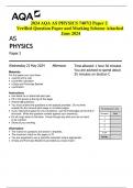 2024 AQA AS PHYSICS 7407/2 Paper 2   Verified Question Paper and Marking Scheme Attached  June 2024