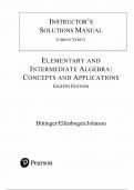 Instructor's Solution Manual for Elementary and Intermediate Algebra Concepts and Applications, 8th edition by Marvin L. Bittinger, Chapter 1-14