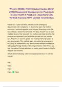 Week 6: NR606/ NR 606 (Latest Update 2025/ 2026) Diagnosis & Management in Psychiatric Mental Health II Practicum | Questions with Verified Answers| 100% Correct- Chamberlain.