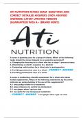 ATI NUTRITION RETAKE EXAM  QUESTIONS AND  CORRECT DETAILED ANSWERS (100% VERIFIED  ANSWERS) LATEST UPDATED VERSION  |GUARANTEED PASS A+ (BRAND NEW!!)