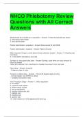 NHCO Phlebotomy Review Questions with All Correct Answers 