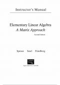 Instructor's Solution Manual for Elementary Linear Algebra (Classic Version) 2nd Edition by Lawrence E. Spence, All Chapters 