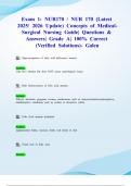 Exam 1: NUR170 / NUR 170 (Latest 2025/ 2026 Update) Concepts of Medical-Surgical Nursing Guide| Questions & Answers| Grade A| 100% Correct (Verified Solutions)- Galen