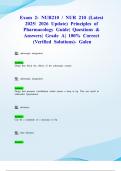 Exam 2: NUR210 / NUR 210 (Latest 2025/ 2026 Update) Principles of Pharmacology Guide| Questions & Answers| Grade A| 100% Correct (Verified Solutions)- Galen