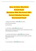 Navy Aviation Machinist   Actual Exam  Questions With Reviewed 100%  Correct Detailed Answers  Guaranteed Pass!! 