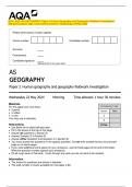 2024_AQA: AS GEOGRAPHY Paper 2 Human Geography and Geography Fieldwork Investigation   (Merged Question paper and marking scheme): Wednesday 22 May 2024 