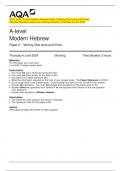 2024_AQA: A-level Modern Hebrew Paper 2 Writing (Set Texts and Films)   (Merged Question paper and marking scheme): Thursday 6 June 2024  A-level 