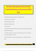 Records Management Final Study Guide Questions and Answers 100% Pass