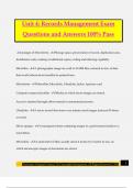 Unit 4: Records Management Exam Questions and Answers 100% Pass