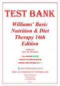 Test Bank for Williams' Basic Nutrition and Diet Therapy 16th Edition By Staci Nix McIntosh,  9780323653763 | All Chapters Covered