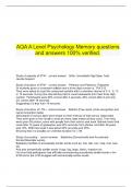 AQA A Level Psychology Memory questions and answers 100