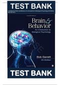 Test Bank for Brain & Behavior: An Introduction to Biological Psychology 4th Edition by Bob Garrett ISBN: 9781452260952|| Complete Guide A+