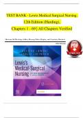 TEST BANK - Lewis Medical Surgical Nursing,  12th Edition (Harding),  Chapters 1 - 69 | All Chapters Verified