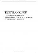 TEST BANK FOR LEADERSHIP ROLES AND  MANAGEMENT FUNCTION IN NURSING  9TH EDITION BY MARQUIS