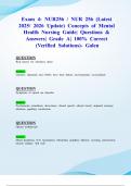 Exam 4: NUR256 / NUR 256 (Latest 2025/ 2026 Update) Concepts of Mental Health Nursing Guide| Questions & Answers| Grade A| 100% Correct (Verified Solutions)- Galen