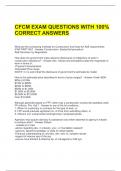 CFCM EXAM QUESTIONS WITH 100% CORRECT ANSWERS 