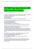 CFCM Prep Questions with All Correct Answers 