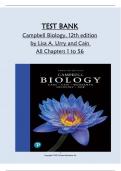 TEST BANK  Campbell Biology, 12th edition by Lisa A. Urry and Cain All Chapters 1 to 56 VERIFIED