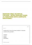 MADISON AREA TECHNICAL COLLEGE - INTRO ZOOLOGY EXAM #1 QUESTIONS WITH COMPLETE SOLUTIONS!!