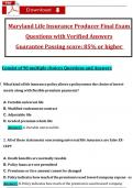 Maryland State Life Insurance License Final Exam Actual Questions with Verified Answers (2025 / 2026), 100% Guarantee Score Pass