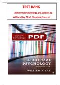 Test Bank for Abnormal Psychology 3rd Edition By William Ray, All 1-16 Chapters Covered ,Latest Edition