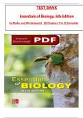 Test Bank for Essentials of Biology 6th Edition Mader All 1-32 Chapters Covered ,Latest Edition