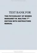 TEST BANK FOR THE PSYCHOLOGY OF WOMEN MARGARET W. MALTINS 7TH EDITION WITH INSTRUCTORS MANUAL