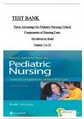 TEST BANK FOR DAVIS ADVANTAGE FOR PEDIATRIC NURSING: CRITICAL COMPONENTS OF NURSING CARE, 3RD EDITION BY KATHRYN RUDD| VERIFIED CHAPTER'S 1 - 22 |ISBN:9781719645706 COMPLETE NEWEST VERSION