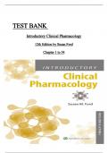 Test Bank Introductory Clinical Pharmacology 12th Edition  by Susan Ford Chapters 1-54| Latest Practice 100% Veriﬁed ISBN:9781975172824