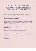 2025 CSU LIFE 102 FINAL EXAM QUESTIONS AND VERIFIED ANSWERS  (COLORADO STATE UNIVERSITY)