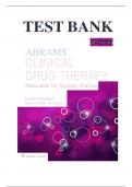 Test Bank for Abrams' Clinical Drug Therapy: Rationales for Nursing Practice Twelfth, North American Edition by Geralyn Frandsen EdD RN (Author) (All Chapters covered ) (Questions and verified answers with Rationales) (Graded A+)