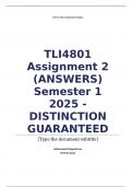 Well-structured TLI4801 Assignment 2 (ANSWERS) Semester 1 2025 - DISTINCTION GUARANTEED. (DETAILED ANSWERS - DISTINCTION GUARANTEED!).....