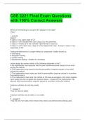 CSE 2221 Final Exam Questions with 100% Correct Answers 