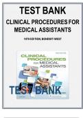 Test Bank for Clinical Procedures for Medical Assistants, 11th Edition by Bonewit-West, Complete Chapters 1 - 23, Updated Newest Version