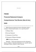 FIN382 (Financial Statement Analysis) Comprehensive Test Review Qns & Ans 2025