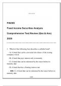 FIN390 (Fixed Income Securities Analysis) Comprehensive Test Review Qns & Ans 2025