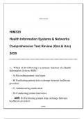 HIM335 (Health Information Systems & Networks) Comprehensive Test Review Qns & Ans 2025