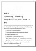 HIM375 (Cybersecurity & Data Privacy) Comprehensive Test Review Qns & Ans 2025