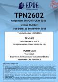 TPN2602 Assignment 50 PORTFOLIO (ANSWERS) 2025 - DISTINCTION GUARANTEED