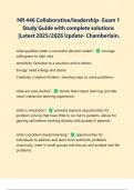 NR 446 Collaborative/leadership- Exam 1 Study Guide with complete solutions |Latest 2025/2026 Update- Chamberlain.