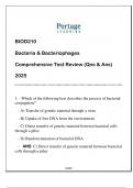 BIOD210 (Bacteria & Bacteriophages) Comprehensive Test Review 2025 (Qns & Ans)