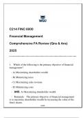 FINC 6000 (MBA) Financial Management Comprehensive FA Review 2025 (Qns & Ans)