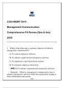 MGMT 5010 (MBA) Management Communication Comprehensive FA Review 2025 (Qns & Ans