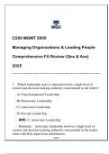 MGMT 5000 (MBA) Managing Organizations Comprehensive FA Review 2025 (Qns & Ans).